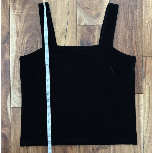 Vtg Y2K Velvet Tank Cami Sm Black Gothic Whimsigoth Coquette Witchy Square Neck - Picture 7 of 9
